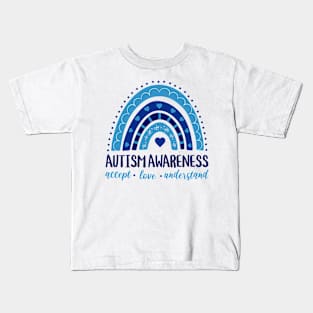 Autism Awareness Rainbow Hearts Kids T-Shirt